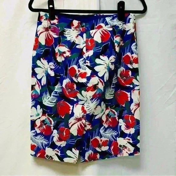 J Crew Printed Basketweave Pencil Skirt Floral Size 2 - Picture 6 of 11